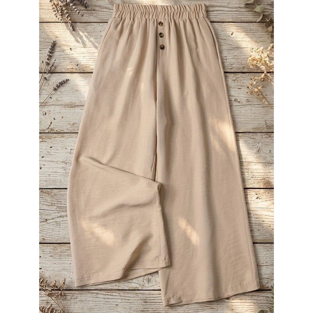 Relaxed Wide-Leg Women’s Pants in Beige Size M